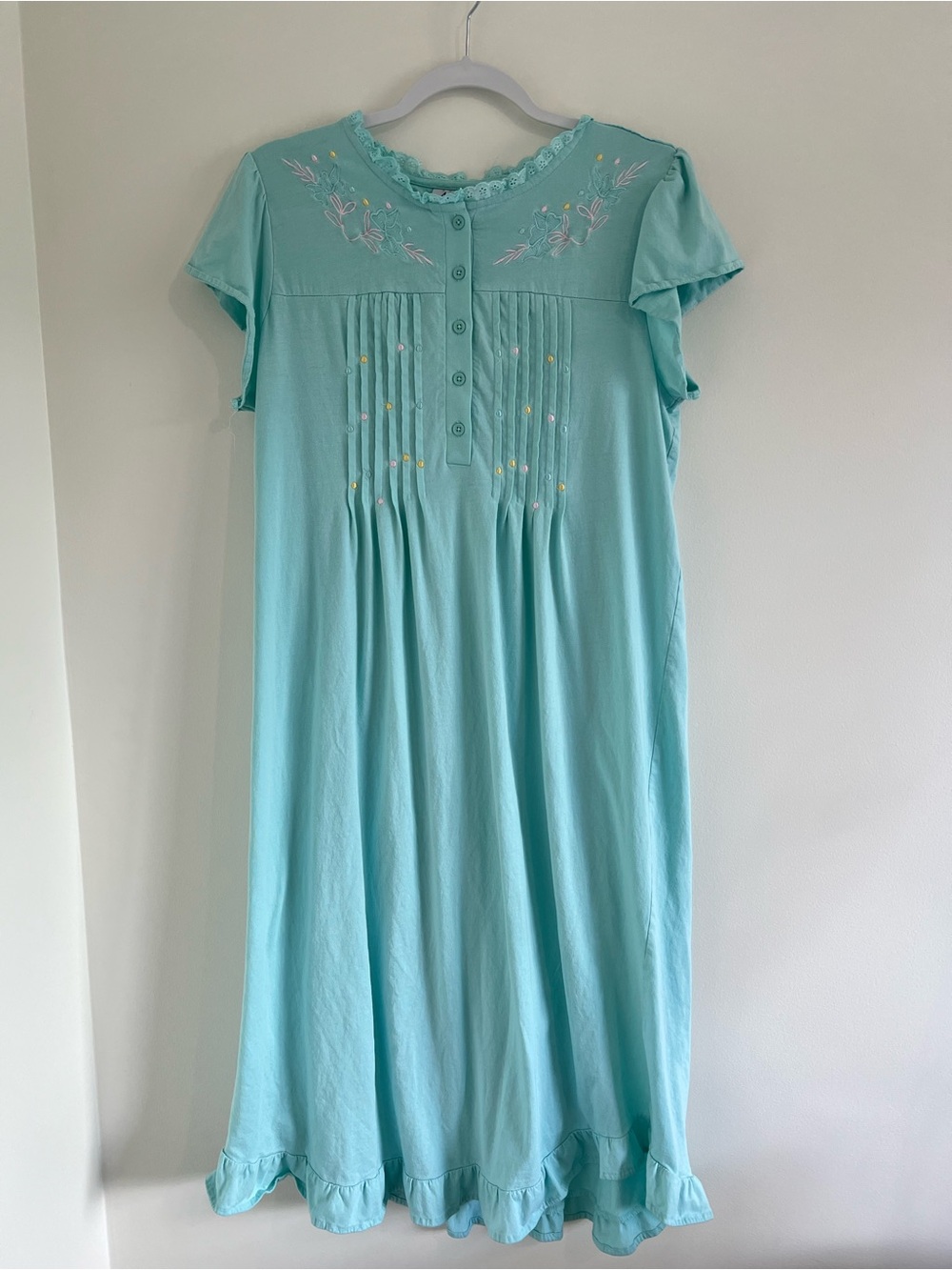 Anthony Richards Light Aqua Embroidered Nightgown